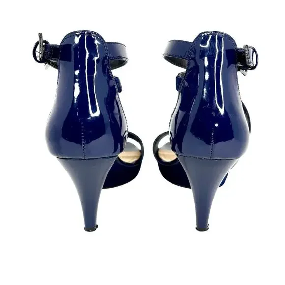 Marc NY Andrew Marc Navy Patent Heels Size 9 - Picture 2 of 7